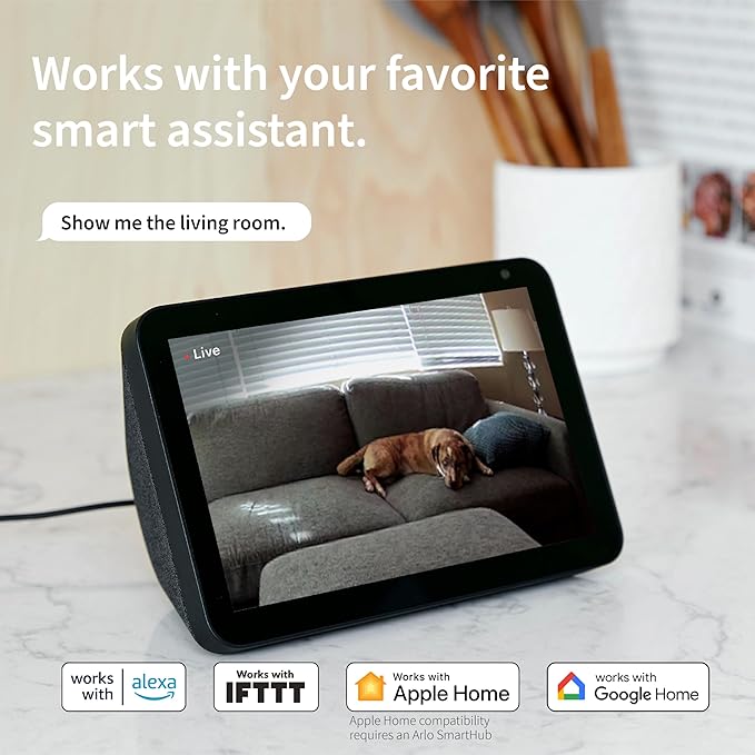 Arlo Essential Security Camera HD | Indoor Only | 2nd Gen | Pet Camera & Baby Monitor | Wired, Automated Privacy Shield, 2-Way Audio, Night Vision, Live Stream, Motion Alerts,Notifications|White 1 Cam