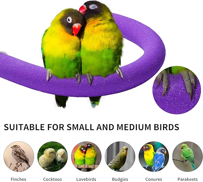 U Shape Parrot Perch Stand Toy Bird Platform Sand Paw Grinding Clean Stick Exercise Conure Budgie Cockatiel Cage Accessories (Purple)