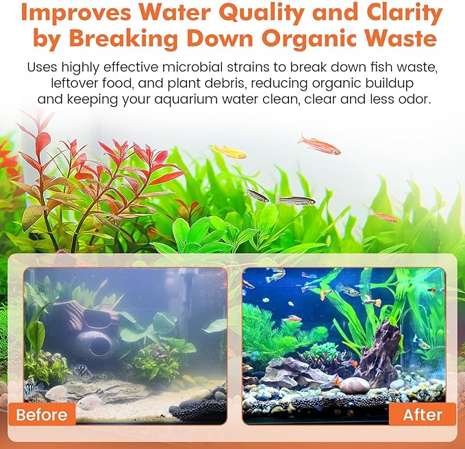 hygger Aquarium Water Bio-Clarifier, Reducing Fish Waste and Cleaning Organic Sludge, Natural Fish Tank Aquarium Leave-in Waste Management Solution for Freshwater and Saltwater Tanks, 300 ML