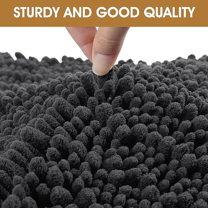 IM HOME Extra Large 71" x 25" Dark Grey Dog Door Mats for Muddy Paws, Chenille Absorbent Dog Mat, Non Slip Heavy Mud Mat for Dogs, Soft Pet Bed Mat for Entryway, Mud Paws, Inside Floor