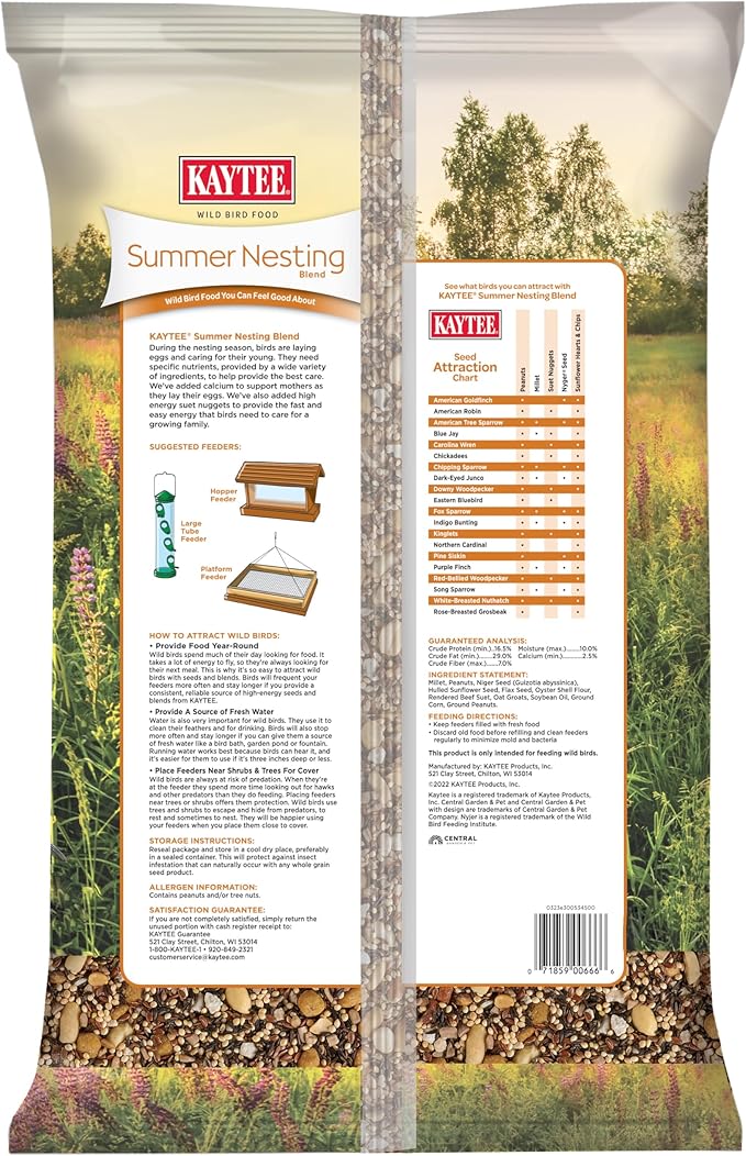 Kaytee Wild Bird Food, Summer Nesting Seed Blend, 8 lb