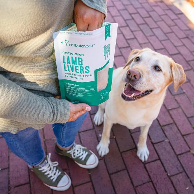 smallbatch Freeze Dried Dog Treats, Lamb Liver Treats for Dogs & Cats, High Protein, Single Ingredient Dog Treat for Training or Food Topper, Natural, Humanely Sourced Meat, Made in The USA, 4 oz