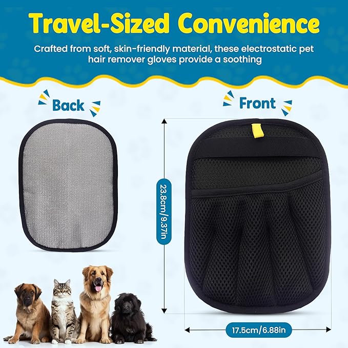 Pet Hair Removal Glove,Pet electrostatic Hair Removal Gloves, Washable Reusable Dogs Cats Hair Grooming Tools Gloves for Furniture Bed Sheets Couch Clothes Car Seat【2025 Upgraded】