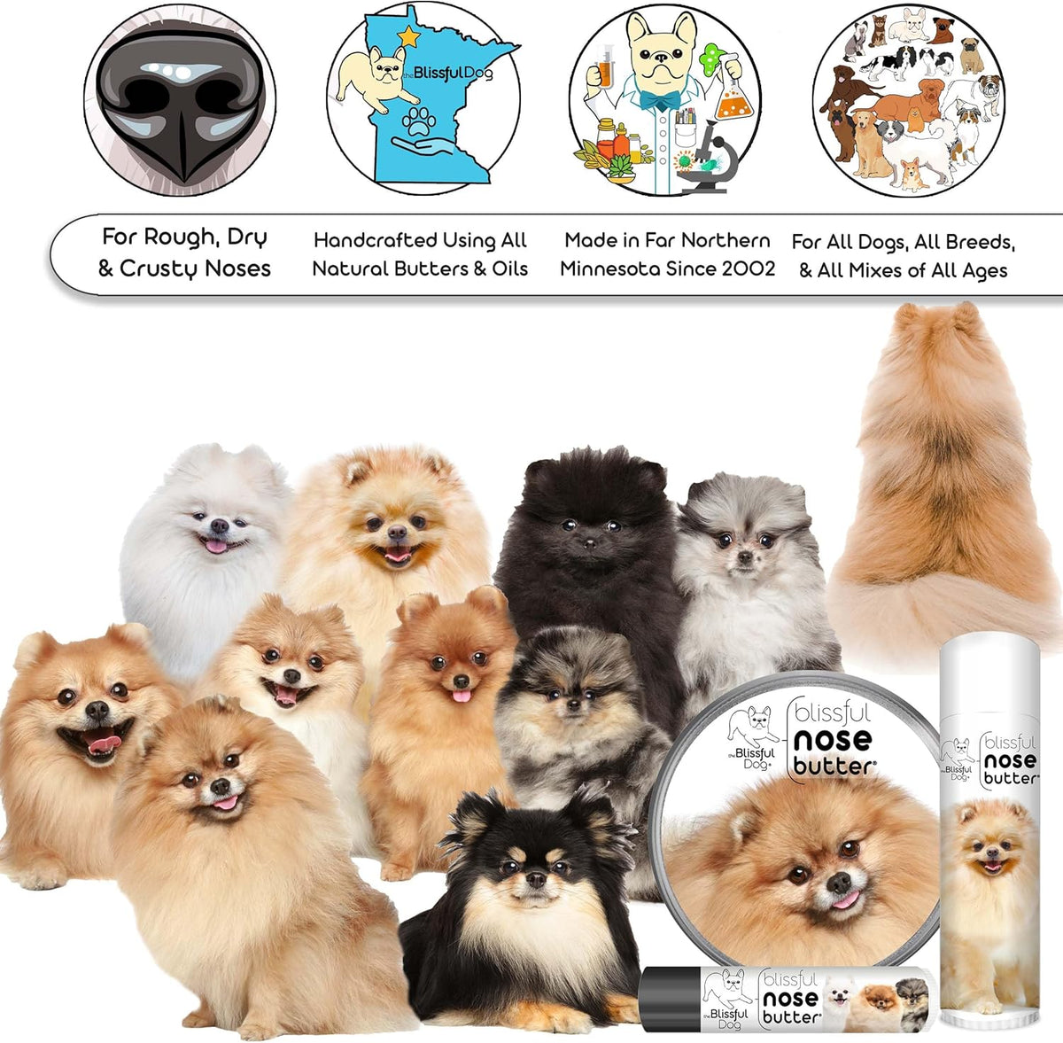 The Blissful Dog Pomeranian Unscented Nose Butter - Dog Nose Butter, 4 Ounce