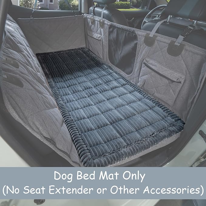 Dog Bed for Car Back Seat, Non-Slip Backseat Pet Bed Mat for Travel, Soft Dog Seat Cover Blanket Washable Couch Protector Fit for Hammock Extenders in Cars, SUVs and Trucks(54"×25" Gray)