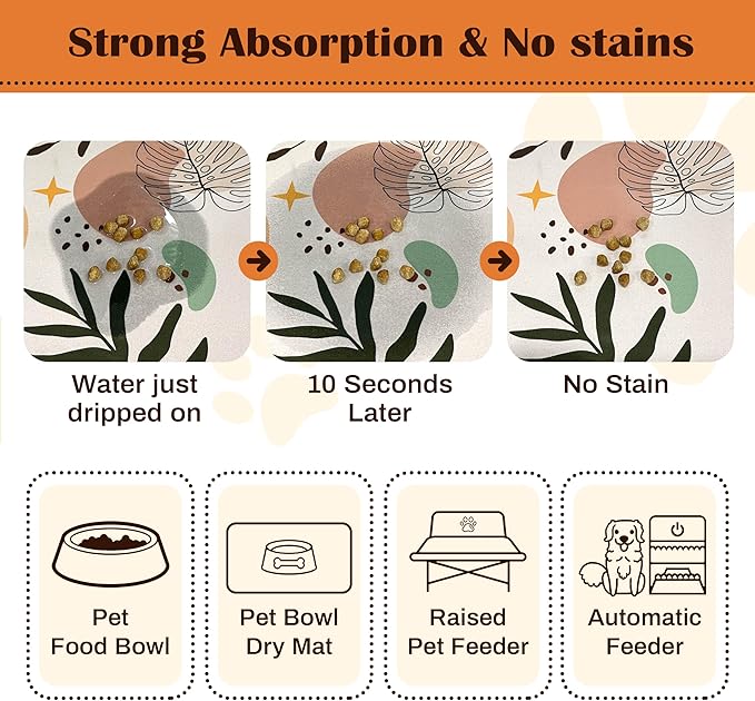Pet Feeding Mat for Floors Waterproof Dog Mat for Food and Water Absorbent Quick Dry Non Slip mat for Cat Bowls