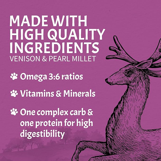 Canine Caviar - Leaping Spirit: Venison & Pearl Millet Alkaline Dry Dog Food, Limited Ingredients, Gluten-Free, Based on Science & Research, Veterinary Alternative Diet (11 Pound Bag)