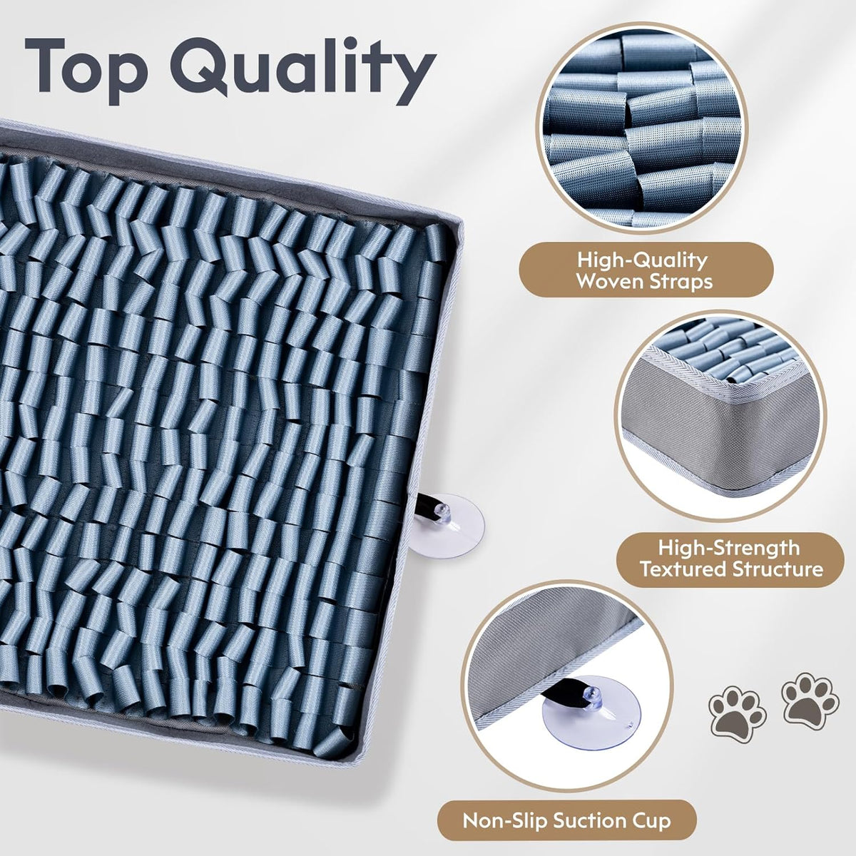 Snuffle Mat for Dogs, Dog Puzzle Mat, Interactive Dog Toys for Enrichment,Sniff Mats with Non-Slip Backing,Suitable for Breeds and Sizes of Dogs (Silver, 17" X 15")