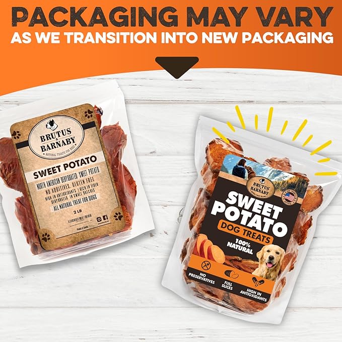 BRUTUS & BARNABY Sweet Potato Dog Treats – Support Sensitive Stomachs with USA-Grown, Hypoallergenic Treats That Smell as Good as They Taste
