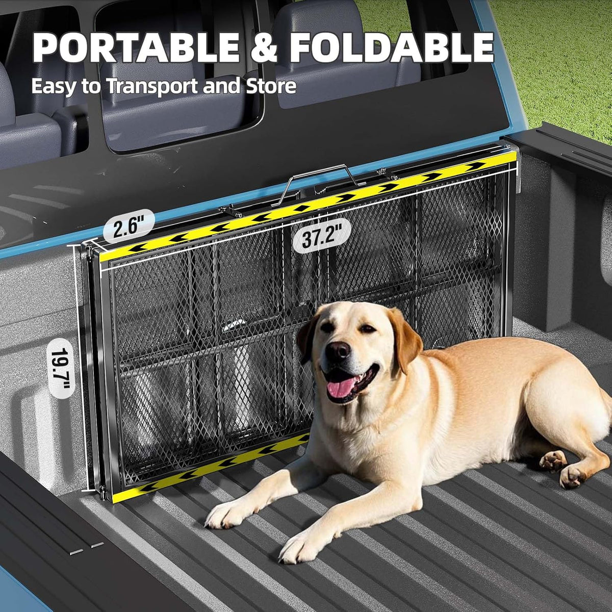 Dog Ramp for Car, 74x20 Inches Outdoor Portable Dog Ramps for Large Dogs with Reflective Strips, Non-Slip Surface Pet Ramp (Support Up to 150LBS)