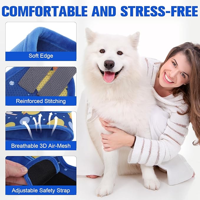 PAWCHIE Dog Grooming Hammock Harness for Dogs & Cats with Pet Nail Clipper Trimmer - Cat Hanger Sling for Trimming Clipping Nails- Dog Hammock Restraint Bag for Small Medium Large Dog, Navy Blue XS