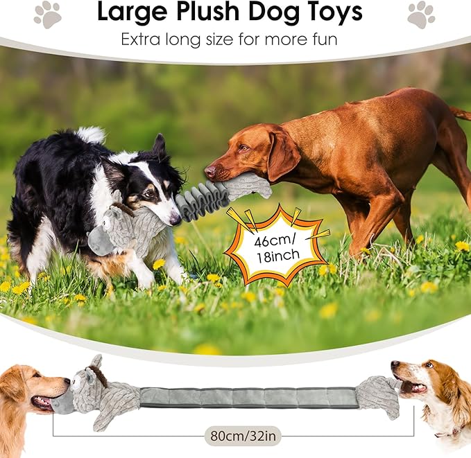 Large Squeaky Plush Dog Toys, Interactive Puppy Toys for Tug of War, Tough Pet Toys for Dogs, Dog Chew Toy for Small, Medium, and Large Dogs