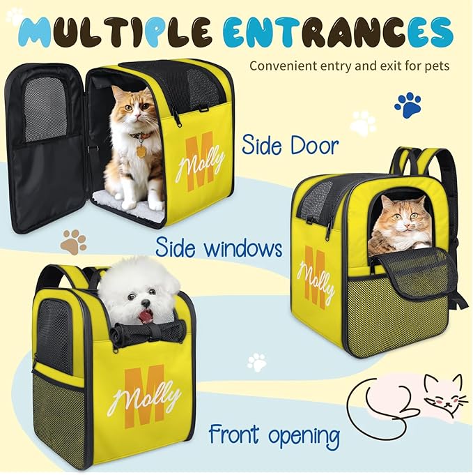 Cat Backpack Carrier-Customizable, Breathable Pet Carrier Backpack for Outdoor Travel/Vet Visits/Daily Use, Adjustable & Secure Design for Small Dogs and Cats Style3