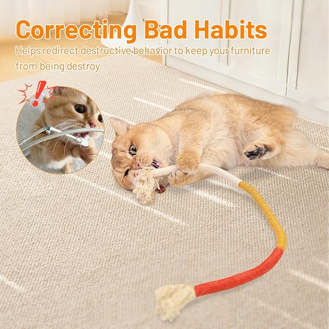 Cat Toys Chew Ropes,3Pcs Natural Catnip Chewing Rope,Safe Teeth Cleaning Toy for Indoor Kittens,Interactive Cat Nip Kitty Toys for 24 Inches All Breeds
