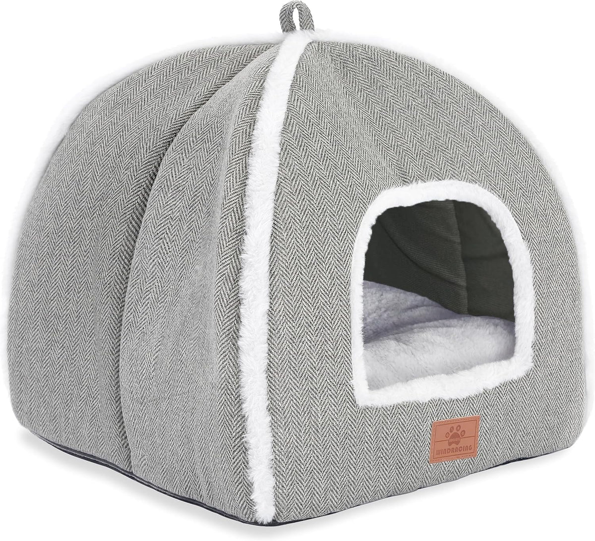 Cat Bed for Indoor Cats - Cat Cave Bed Cat House Cat Tent with Removable Washable Cushioned Pillow, Soft and Self Warming Kitten beds,Cat Beds & Furniture （Large Grey）