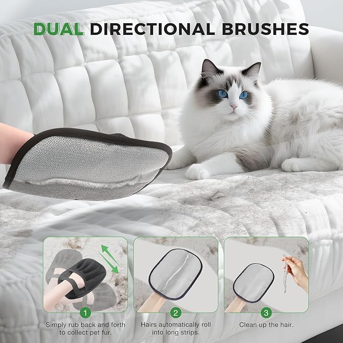 Pet Hair Removal Glove, Reusable Electrostatic Cats Dogs Hair Remover Gloves, Pet Hair Fur Remover Tool Mitt, Pet Hair Cleaning Glove for Furniture Bed Clothes Carpet Car Seat, 1 Piece