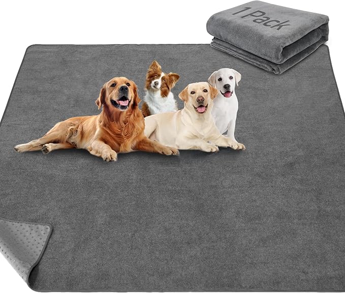 LOOBANI Non-Slip Washable Pee Pad for Dogs, 1 Pack Extra Large Reusable Dog Mat for Floor, Fast Absorbent Pet Whelping Pads, Puppy Playpen Mat for Incontinence, Housebreaking, Crate, 82x120in, Gray