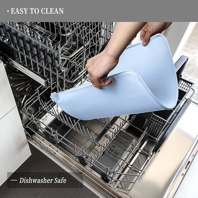 Waterproof Pet Feeding Mat with High Raised Edges, Heavier and Thicker Placemats for Cat Dog Water Bowl with BPA Free, Dogs Cats Food Mats for Messy Drinkers to Prevent Spill and Protect Floors