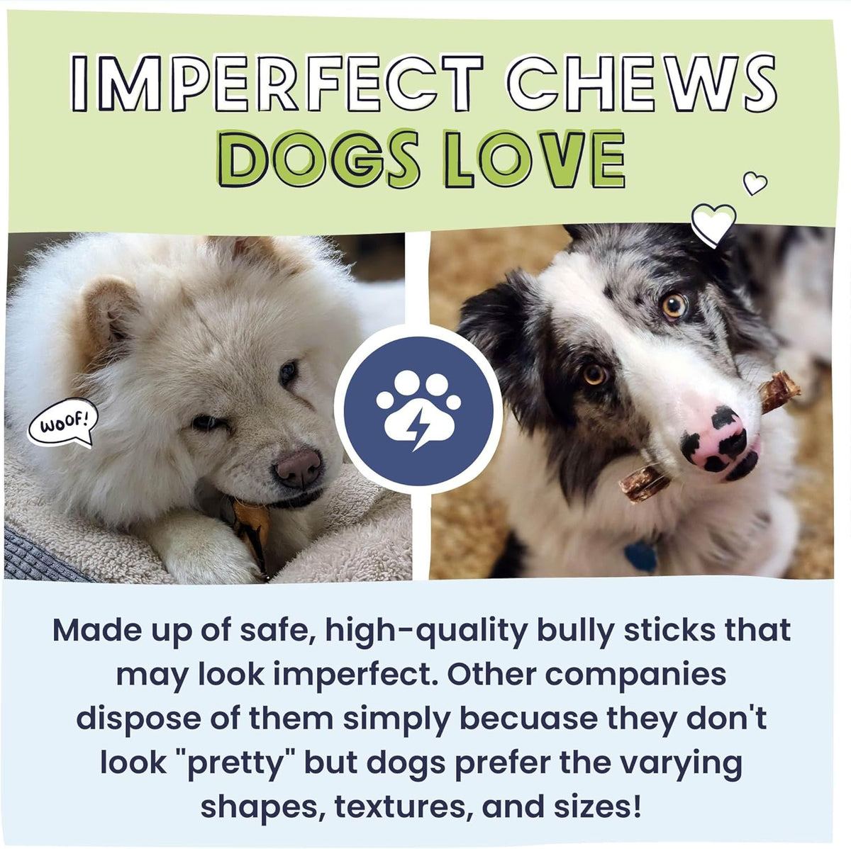 Pawstruck Natural Bizarre Bully Sticks Bargain Bag for Dogs and Puppies – Variety Pack of 5–7" Long-Lasting, Eco-Conscious Beef Chew Treats – 8 oz Bag – Packaging May Vary