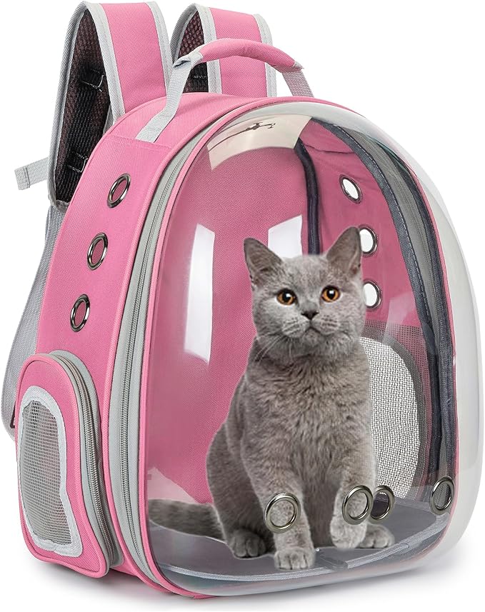 Cat Bubble Backpack Carrier for Small Medium Dogs Cats Carrying Bag, Airline Approved Pet Travel Carrying Bag Dog Hiking Walking Outdoor Backpack (Pink)
