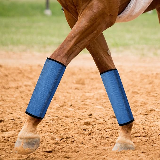 Jexine 12 Fly Boots for Horse Set of 12 Loose Breathable Mesh Horse Fly Sheets Protective Horse Leg Wraps Leggings for Preventing Flies and Mosquitoes Bites(Blue)