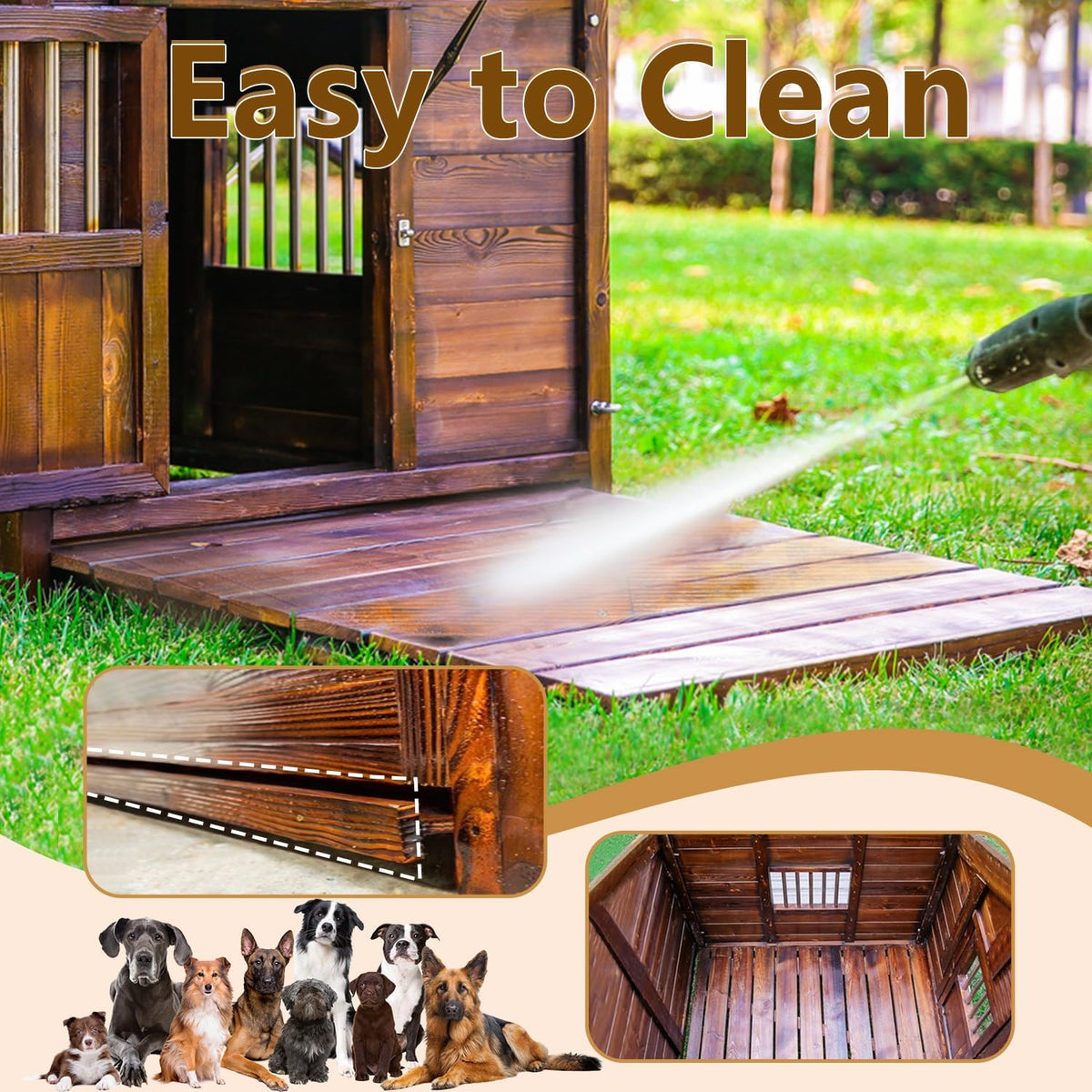 Waterproof Dog Houses for Large Dogs Outside with Door and Window, Luxury Dog House Outdoor, Sturdy Pet House for All Seasons and All Weather, 5XL