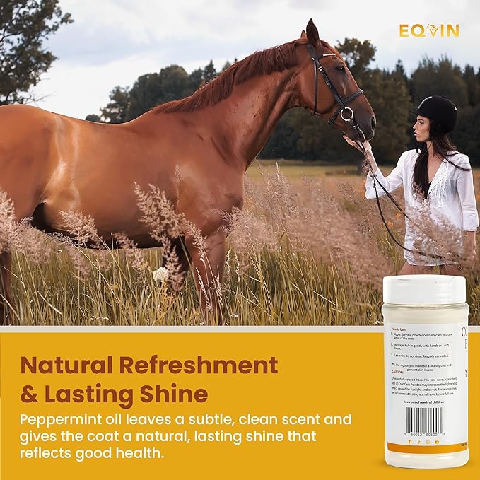 Coat Care Powder for Horses 8.4oz | Made in USA | Equine Skin Conditioner for Sweet Itch, Rain Rot & Skin Issues | Effective Dry Horse Shampoo & Daily Preventative | Herbal & Natural Formula
