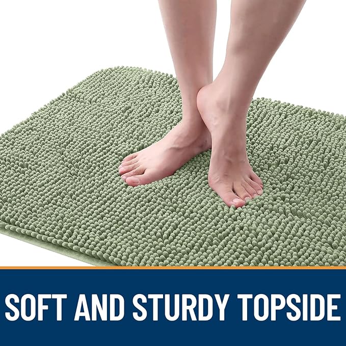 OLANLY Dog Door Mat for Muddy Paws 34x21, Absorbs Moisture and Dirt, Absorbent Non-Slip Washable Doormat, Quick Dry Chenille Mud Mat for Dogs, Entry Indoor Entryway Carpet for Inside Floor, Sage Green