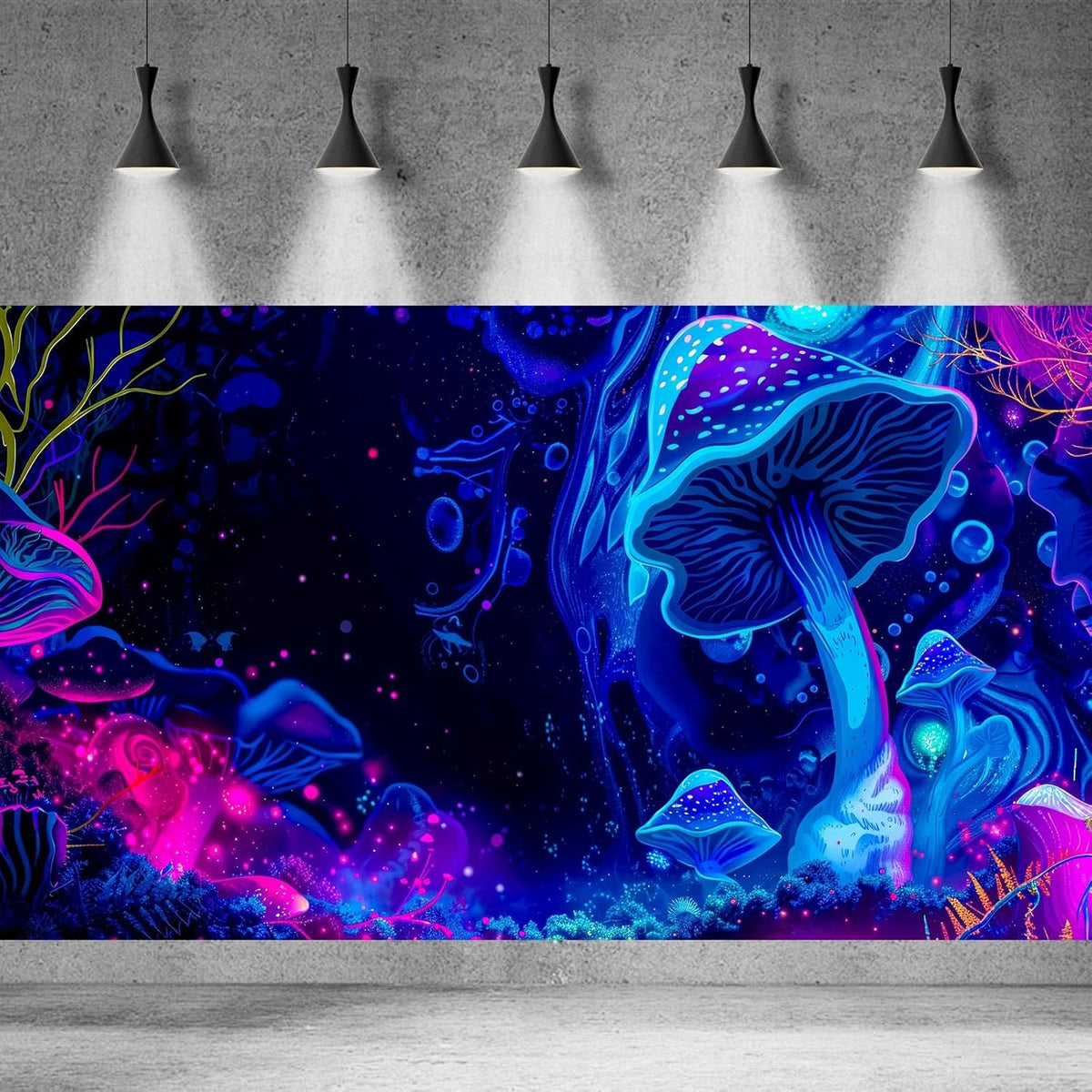 Fantasy Mushroom Forest Aquarium Background Abstract Cartoon Mushroom Reptile Tank Backgrounds Vibrant Jungle Mushrooms Theme Fish Tank Background Magic Mushrooms Reptile Enclosure Backgrounds 72x18in