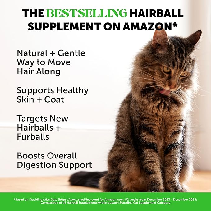 Cat Hairball Support Crunchy & Creamy Chews, Hairball Remedy Cat Treats, Furball Treatment, Supports Skin & Coat, Digestion, Vitamins & Hairball Medicine, Chicken (90-Day Supply)