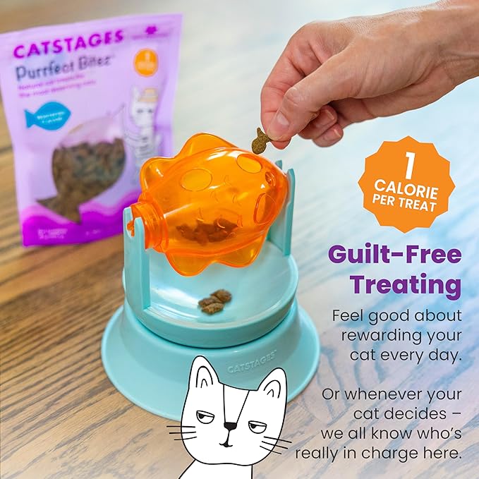 Catstages by Nina Ottosson Purrfect Bitez Natural Crunchy Cat Treats for Puzzles, Toys, Feeders, & Training, USA-Made, Real Whitefish Flavor, 4oz (Pack of 2)