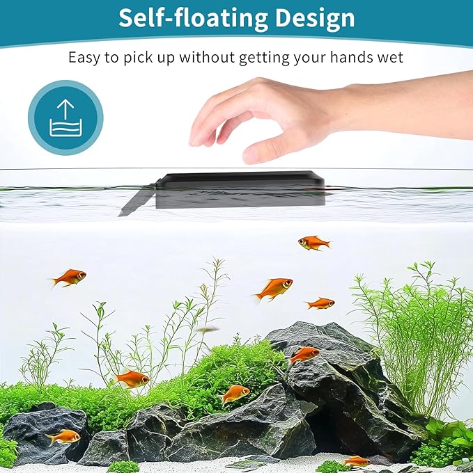 Hygger Aquarium Magnet Glass Cleaner, Magnetic Fish Tank Cleaner With 2 Blades for Glass and Acrylic Aquariums, Aquarium Algae Scraper with Super Strong Magnet for fish tanks 0.25-0.5 inches thick (M)
