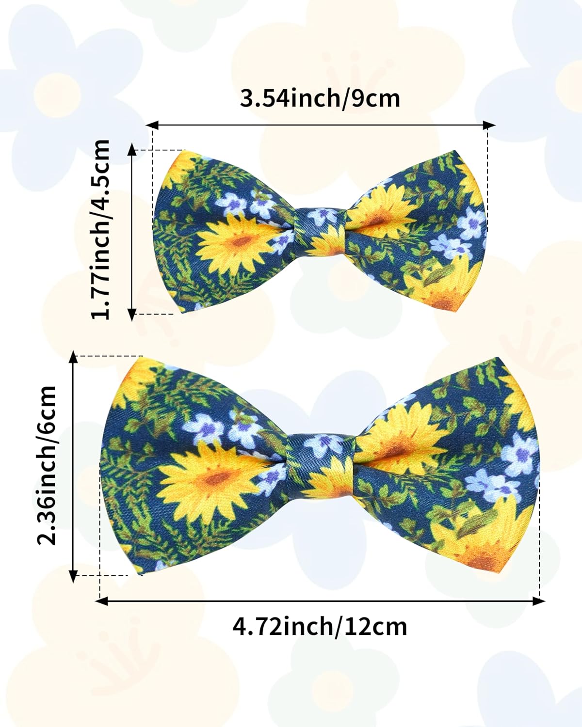 PET SHOW 10 Pack Floral Small Dog Bow Ties Sliding Collar Attachments Puppy Cats Spring Bowties for Medium Dogs Sunflower Rose Bowknots Party Holiday Pet Grooming Accessories(Small)
