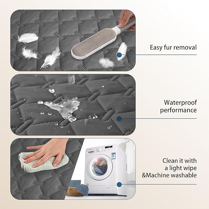 gogobunny 3X Stronger Waterproof Pet Blanket, Scratch Proof Furniture Protector for Dogs Cats, Reversible Cover 30x70 Inch, Dark Grey