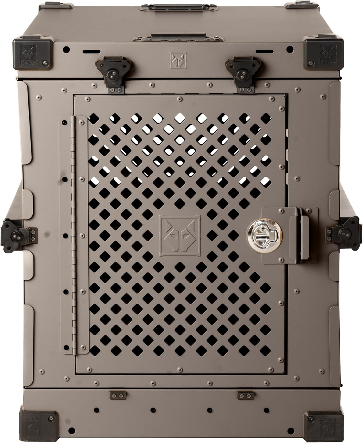 Impact Collapsible Dog Crate - Foldable Hard Crate for Extra Large Dogs - Heavy Duty Travel Kennel with Powder-Coated Aluminum - Quick Setup for Indoor & Outdoor (Gray, 40"+ (40.5" L x 27.5”W x 34" H)