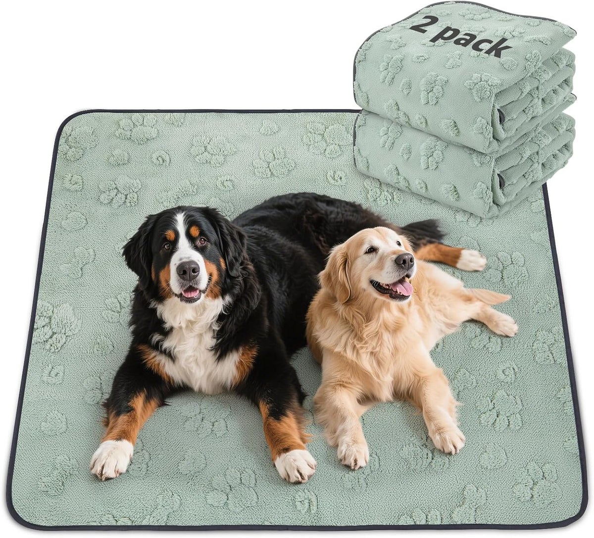 LOOBANI Washable Pee Pads for Dogs: 2 Pack Super Absorbent Reusable Puppy Pads, Leakproof and Waterproof Dog Training Pads Whelping Pads for Potty, Floor, Crate, Couch, Bed and Travel, 48"x48"