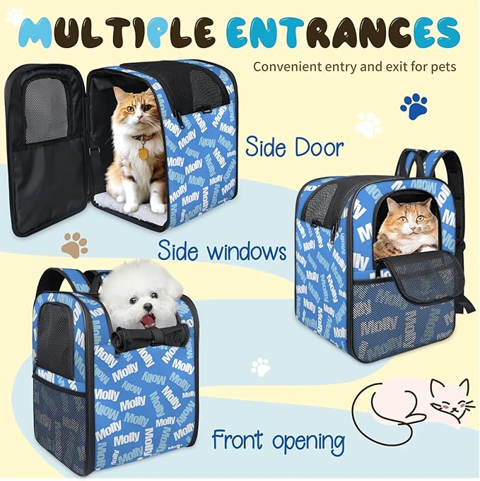 Cat Backpack Carrier-Customizable, Breathable Pet Carrier Backpack for Outdoor Travel/Vet Visits/Daily Use, Adjustable & Secure Design for Small Dogs and Cats Style2