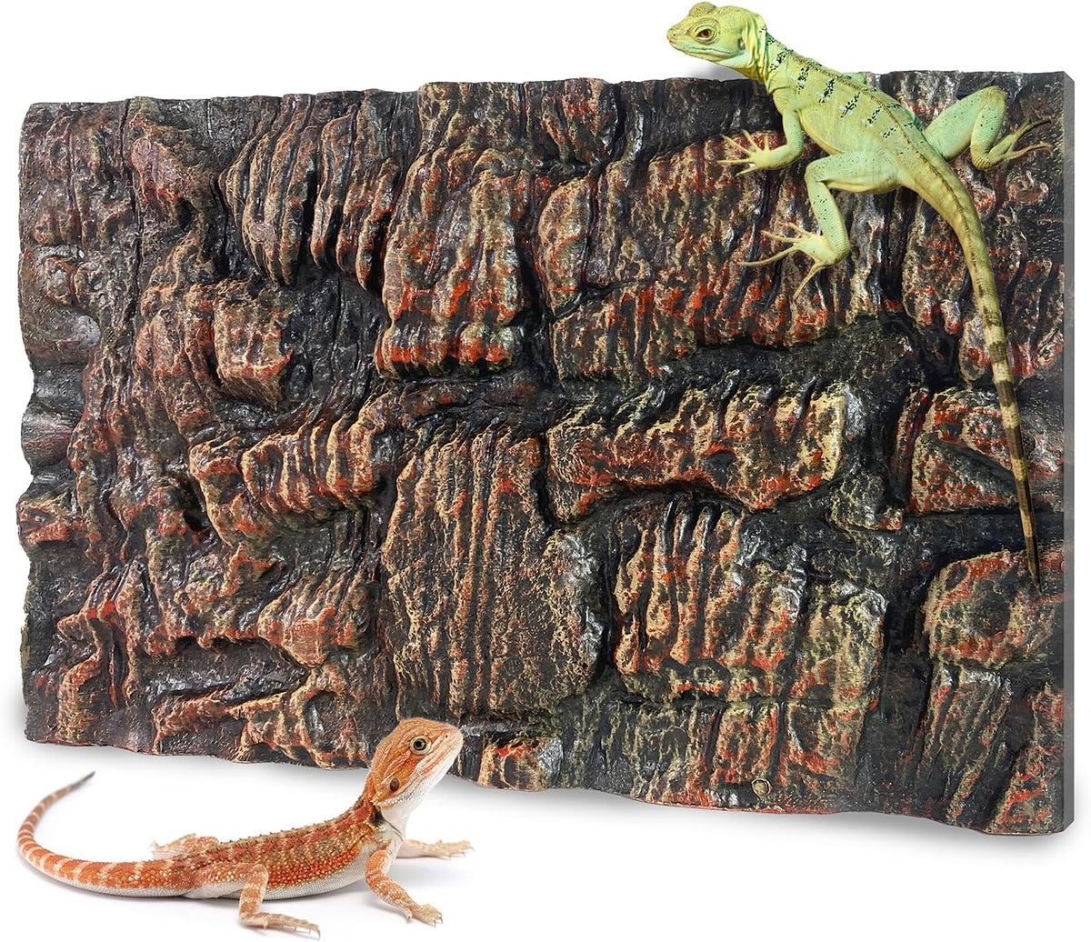 17.7x11.8in Rock Terrarium Background,3D Reptile Tank Background Board,Amphibian Stereo Backdrop Wall,Lizard Snake Gecko Spider Turtle Fish pet silo Background Decorative Panel(Brown)