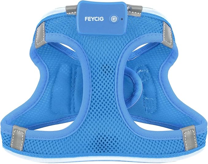 Light Up Dog Harness,Rechargeable LED Dog Harness for Small Medium Large Dogs,Reflective Lighted Safety Vest for Night Walking & Camping,Lightweight & Adjustable,Sky Blue,XS