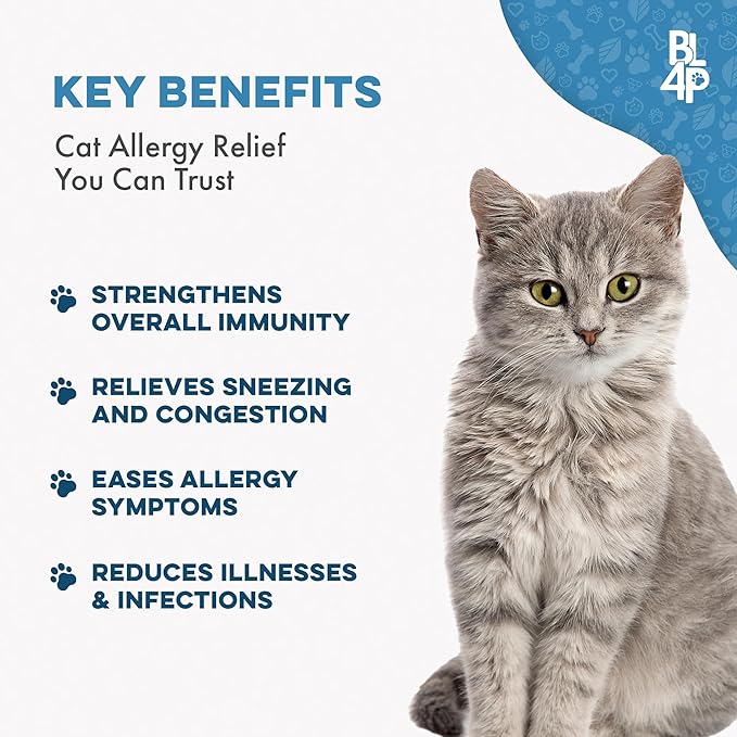 Cat Allergy Relief & Immune Support, Natural Relief for Seasonal Allergies, Itching, Sneezing, Congestion, Runny Nose, and Feline Respiratory Infections, 400 Small Odorless Tasteless Pills