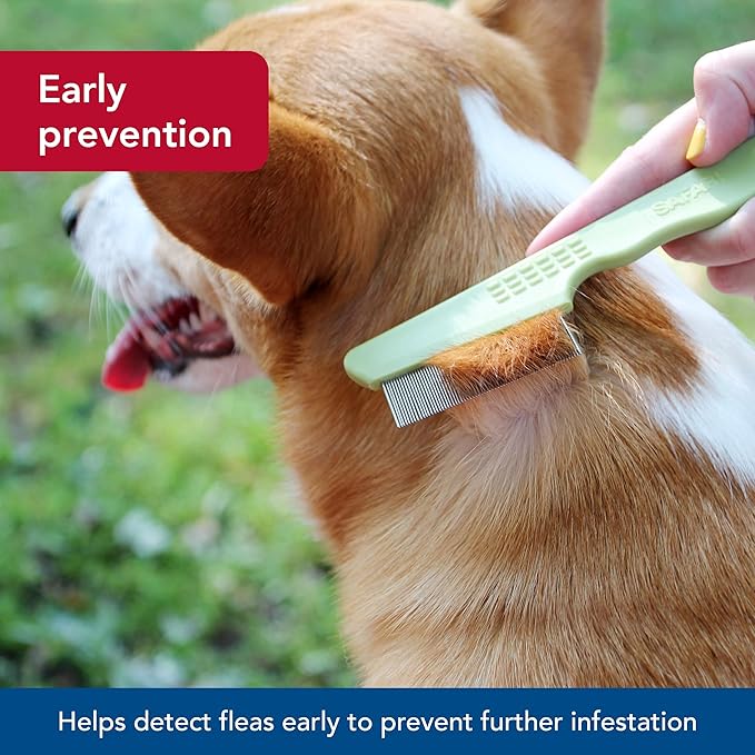 Coastal Pet Safari Double Row Comb - Helps Dry Skin - For Flea Prevention and Detection in Pets with Short and Long Hair