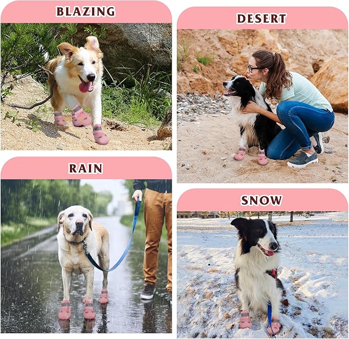 Dog Shoes for Large Medium Small Dog, Mesh Breathable Dog Shoes for Hot Pavement, Anti-Slip Dogs Boots Paw Protectors with Reflective for Outdoor Walking Indoor Hardfloors (Size 8)