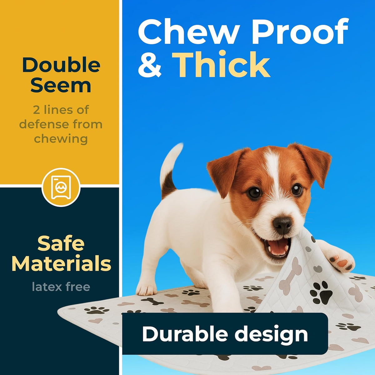 GREEN LIFESTYLE Washable Pee Pads for Dogs - Waterproof Reusable Puppy Pads with Anti-Slip Backing, Pet Training Pad for Puppy Playpen, Crate, Whelping Box, Potty Training (Pack of 2 - 30x34)