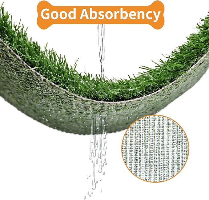 LOOBANI Large Dog Grass Pad with Tray - Dog Litter Box - Indoor Potty for Apartment and Patio Training - with 2 Packs Grass Pee Pads for Replacement, 47.6×29 Inch