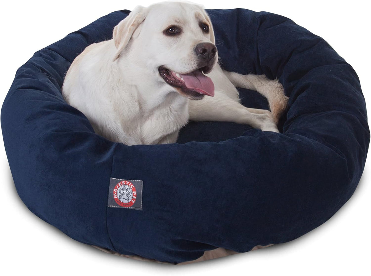 Majestic Pet Villa 40 Inch Shredded Memory Foam Dog Bed for Large Sized Dogs 40x29x9 Inch–Orthopedic Dog Bed with Removable Washable Cover-Washable Large Pet Bed with Head Support-Navy