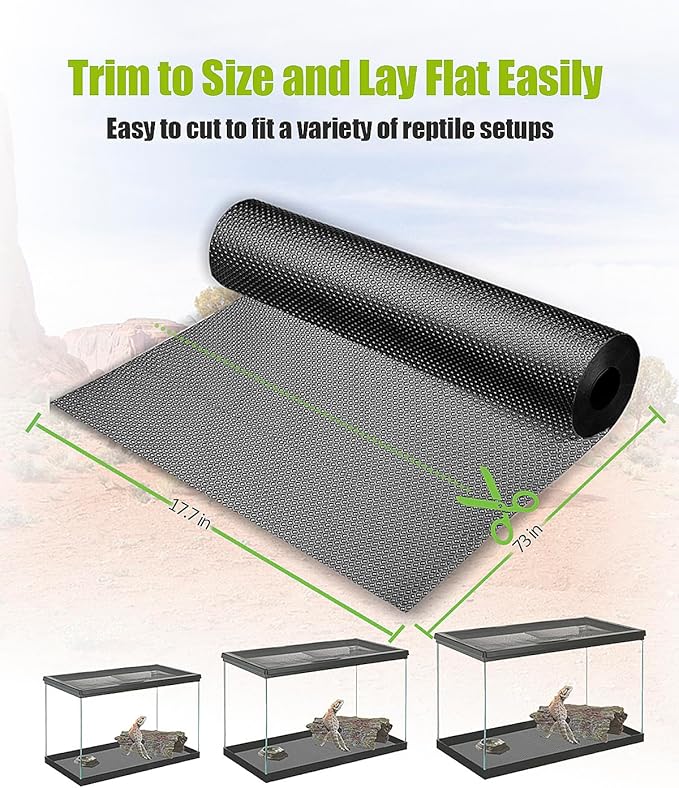 Bearded Dragon Tank Accessories, Reptile Substrate Floor, Leopard Gecko Tank Liner Mat for 40 Gallon, 20 Gallon, 50 Gallon,75 Gallon Lizard Tank, Black
