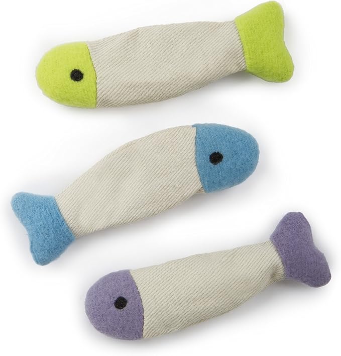 SmartyKat (3 Count) Fish Flop Crinkle Catnip Cat Toys - Multi Color, 3 Count
