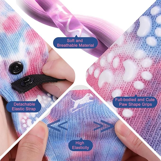 EXPAWLORER Anti Slip Dog Socks to Prevent Licking Paws, Dog Shoes for Hot Pavement, Dog Booties for Small Medium Large Senior Dogs, Traction Control Dog Boots & Paw Protectors for Hardwood Floors