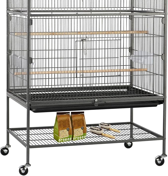 Yaheetech 52-inch Wrought Steel Standing Large Flight King Bird Cage for Cockatiels African Grey Quaker Amazon Sun Parakeets Green Cheek Conures Pigeons Parrot Bird Cage Birdcage with Stand