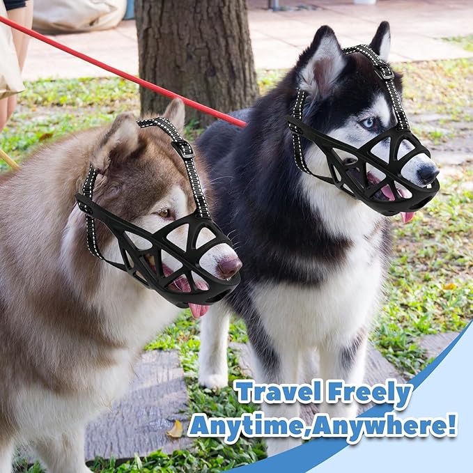 Dog Muzzle for Large Dogs, Medium and X-Large Aggressive Dog, Breathable Basket Muzzles, Suitable for Grooming Trimming Training, Allows Panting Drinking (Black, M)